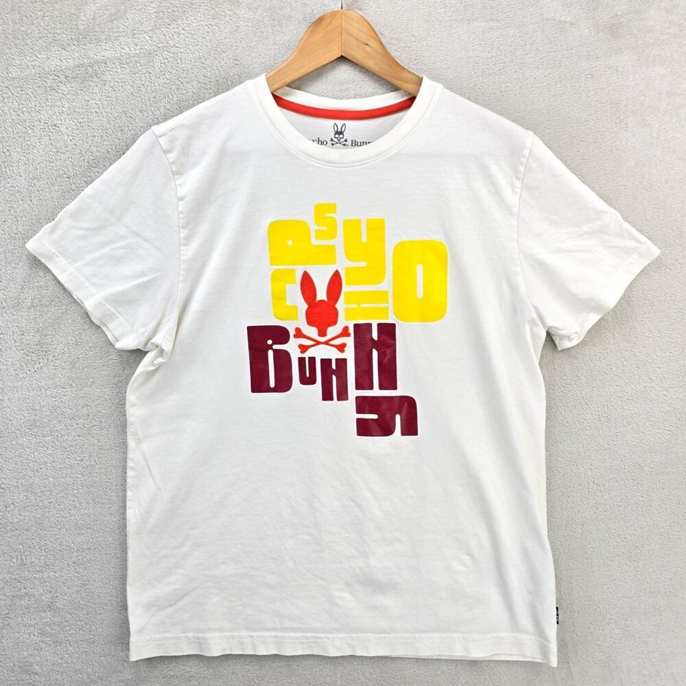 Psycho Bunny Shirt Mens 5 Medium White Lyons Flocking Graphic